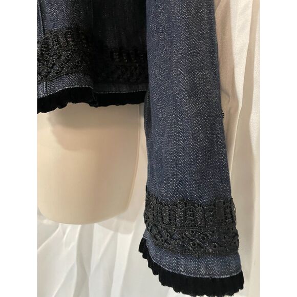 INC  denim with black  embroidery jacket size L - Picture 8 of 10
